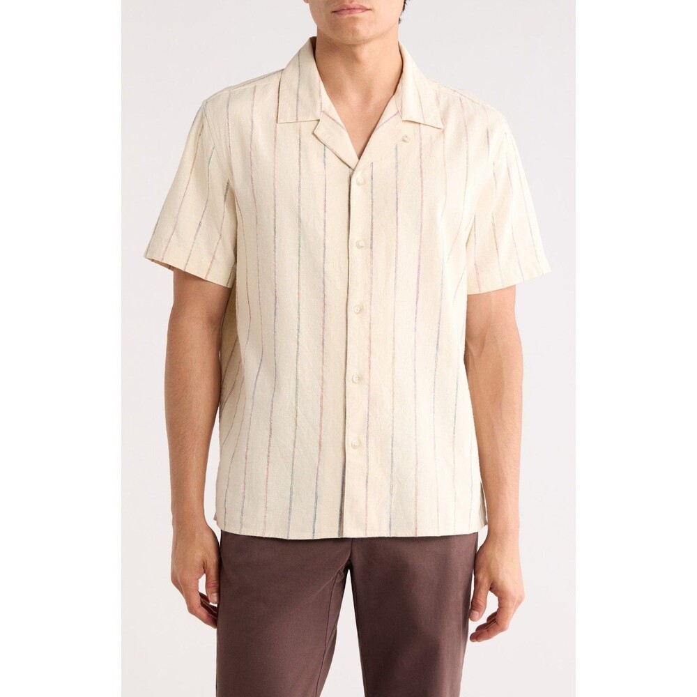 Bonobos Riviera Short Sleeves Men's Shirt Buttondown Striped Printed L 290571